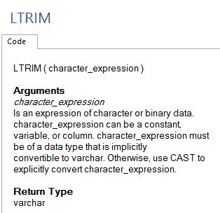 LTRIM Return 